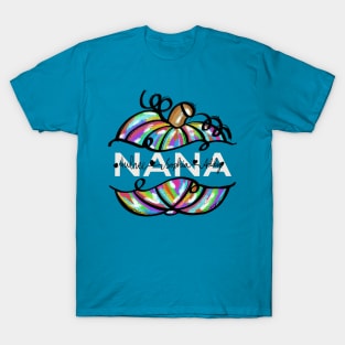 Nana bright colorful pumpkin grandchildren names T-Shirt